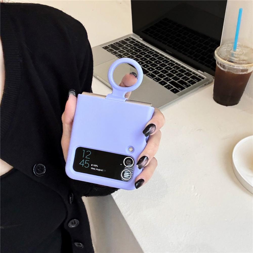 Offical Liquid Silicone Ring Holder Case For Samsung ZFlip 3 4 Folding Soft Candy Color Camera Protective Shockproof Cover Funda