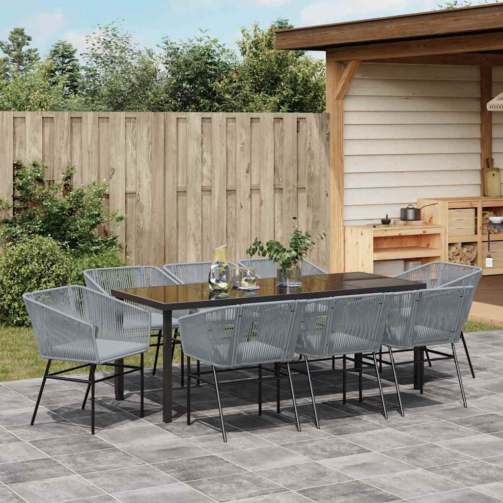 Garden Dining Set 9 pcs Grey Powder Coated Steel