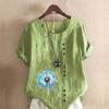 Women's Fashion Blue Dandelion Prined Short Sleeve T-shirt Loose Cotton Shirt Casual Loose Summer Blouse Tops Plus Size