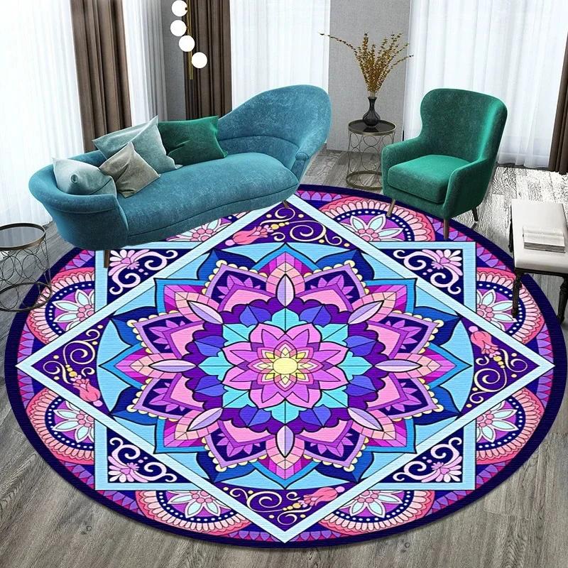 Bitcoin Round Carpet Anti-Slip Circle Area Rug Large for Home Living Room Floor Mat Bedroom Decor Chair Drum Rug Chair Doormat