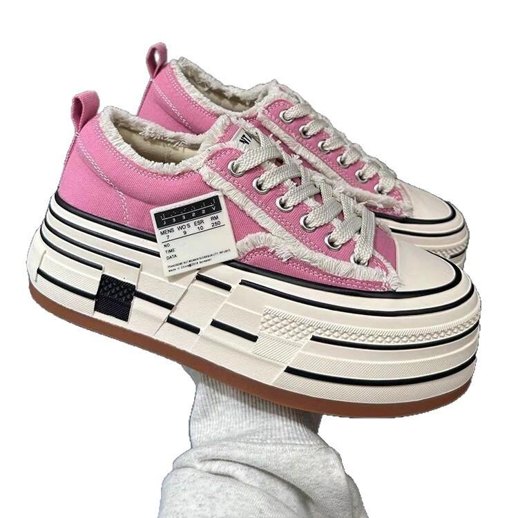 Internet Celebrities with the Same Super Fire Swan Series Canvas Shoes Women 2025 Retro Casual Platform Fringed Lace-up Beggar Shoes