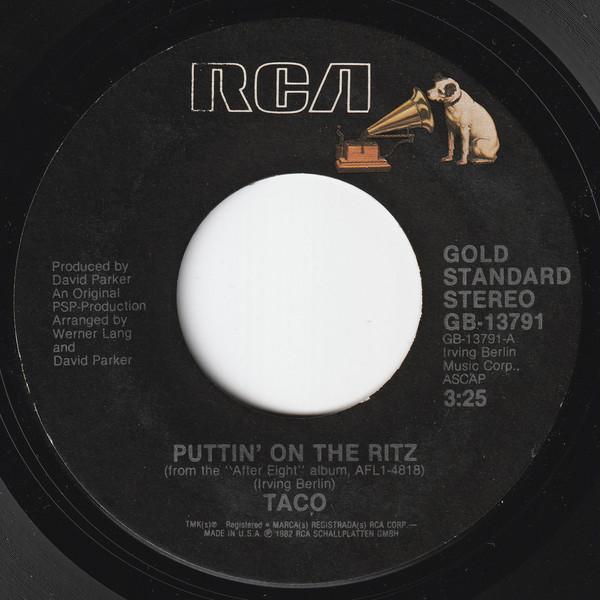 

7-дюймовая пластинка TACO - Puttin On The Ritz / Cheek To Chee GB13791 RCA US Поп Б/У