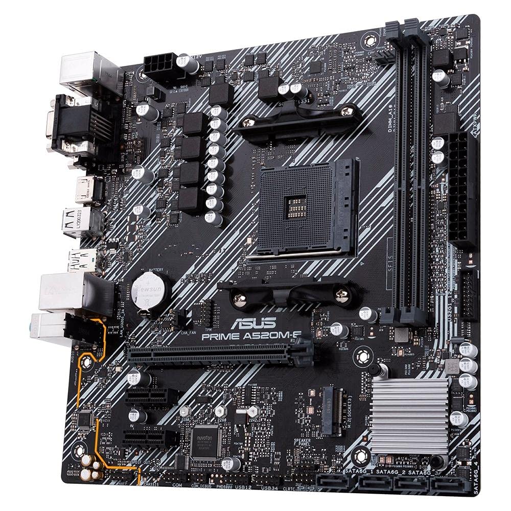 Asustek Computer Prime A520M-E AMD A520 (Ryzen AM4) ATX M.2 1GB HDMIDVID-Sub SATA 6 Gbps USB 3.2 Gen 2 Type-A