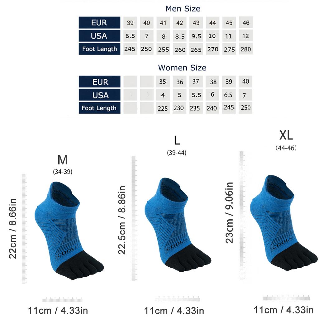 1/4/6 PAIRS COOLMAX Sports Socks Breathable Elastic 5 Toes Sports Socks Quick Drying Wicking Moisture Athletic Running Socks