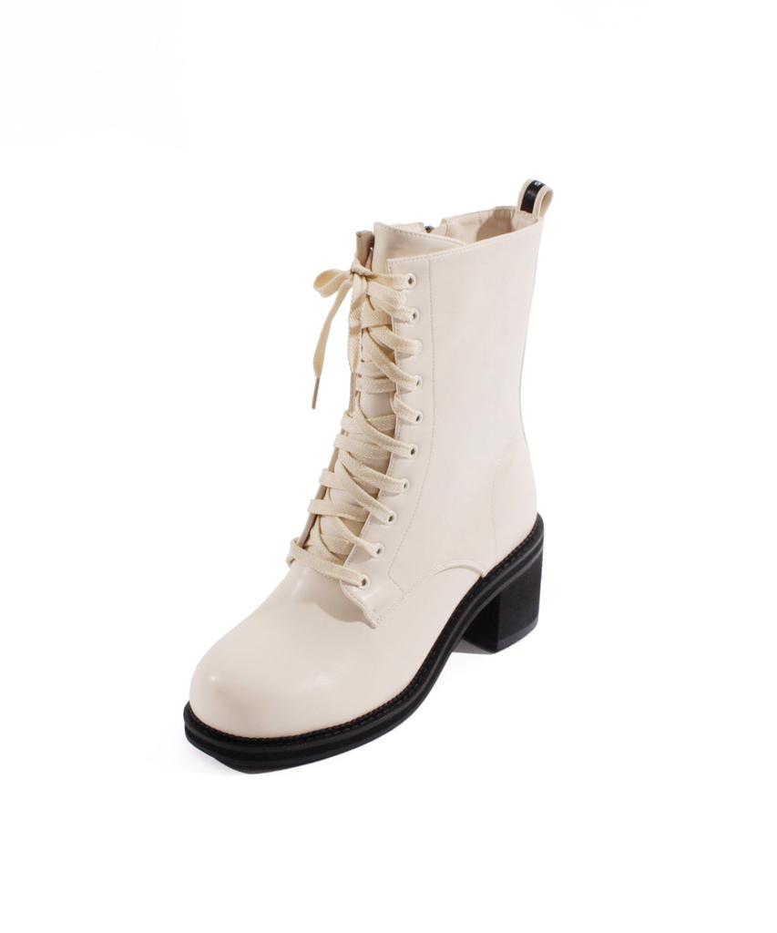 Shoehi Rita Lace-Up Walker Heel Boots (2 Colors)_B1715