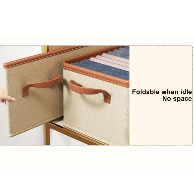 Clothing Storage Bins For Closet With Pu Handles Foldable Drawer Clothes Organizer For Organizing Wardrobe