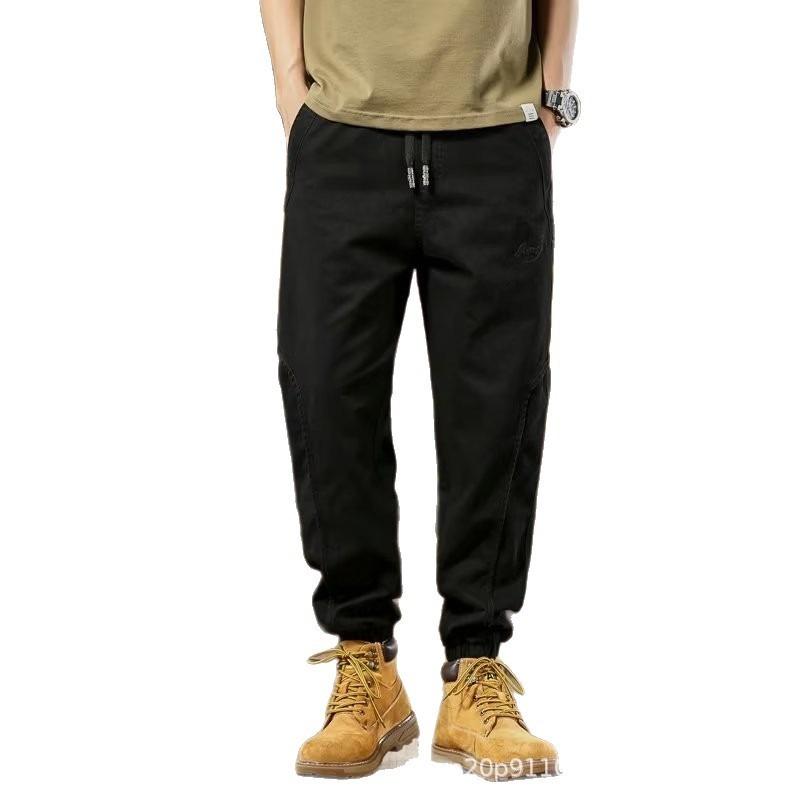 Retro Tooling Pants Men's Loose Straight Tie Harlan Pants Autumn and Winter Casual Pants