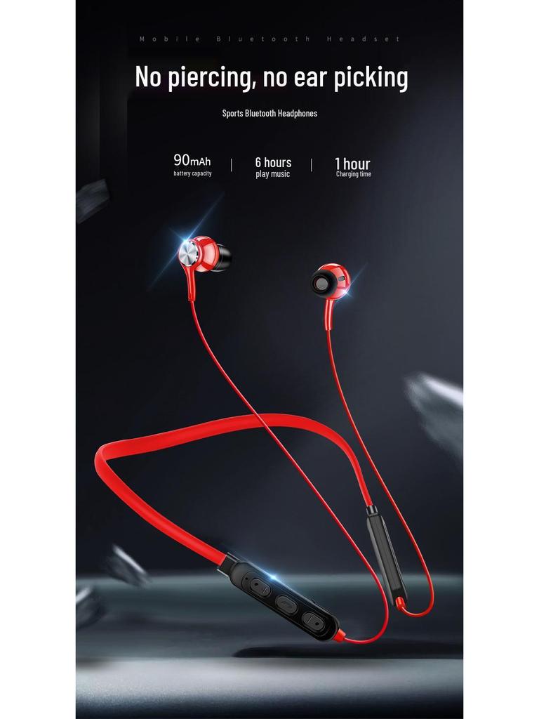 Wireless Dual-Ear Bluetooth Earphones with Ear-Hook Neckband for Apple & Huawei - Ideal for Running & Sports