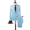 2 Teile/satz Männer Frühling Herbst Einfarbig Business Anzug Revers Langarm Taschen Single Button Blazer Mid-rise Slim fit Lange Hosen Set