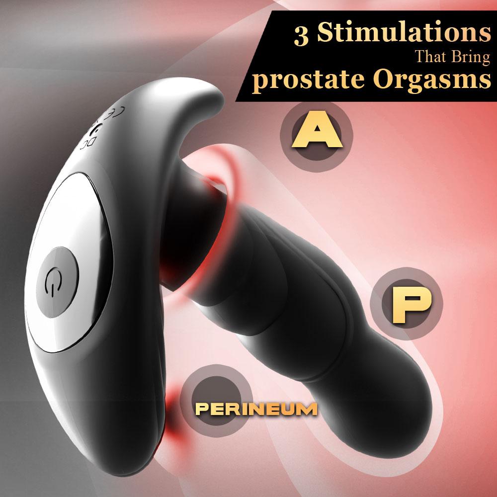 2-in-1 Prostata-Massagegerät 10 Rotations-Vibrationsmodi Silikon Männlicher Analplug Anales Vibrationsspielzeug Geeignet für Männer und Frauen G-Punkt-Stimulation