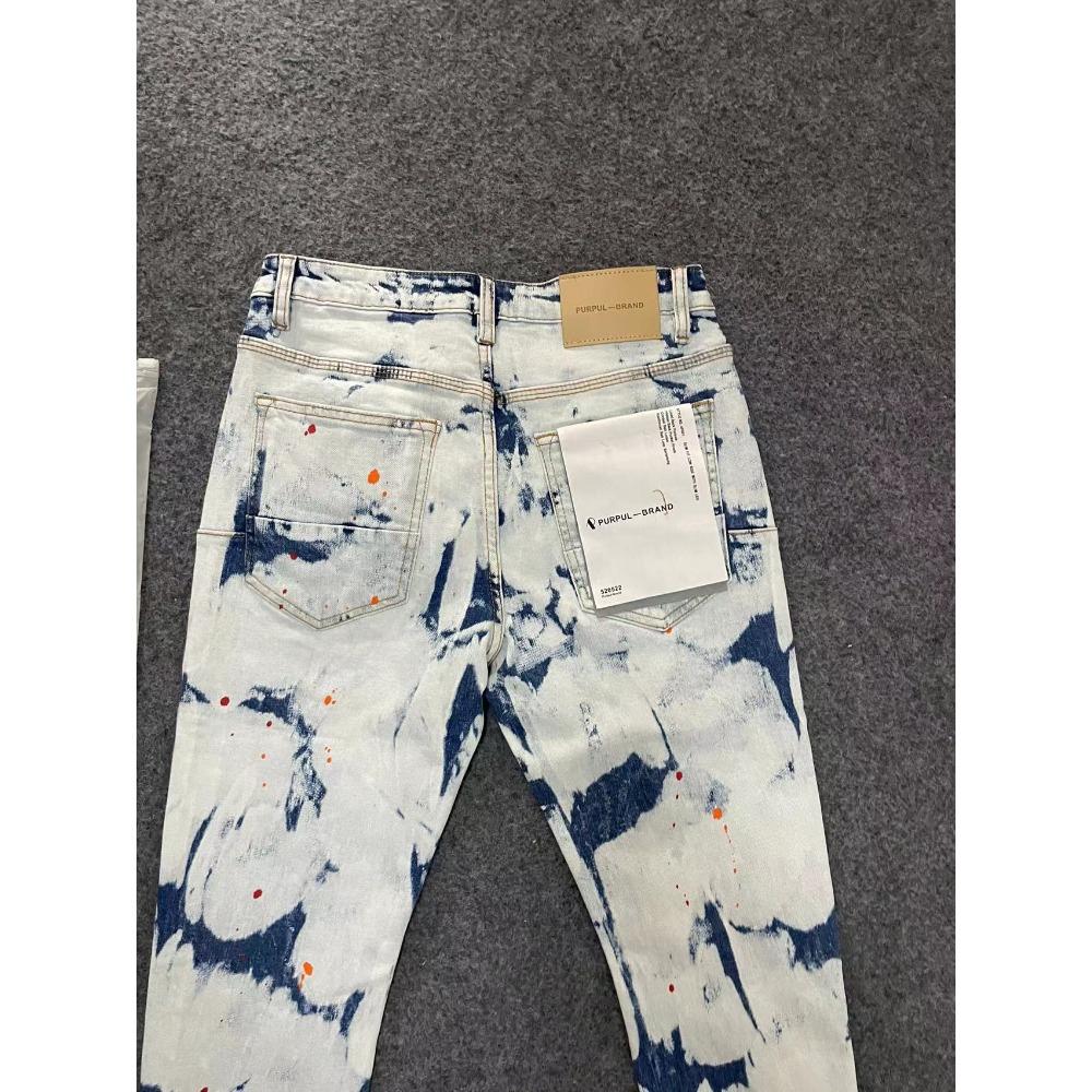 ZYLLO New Jeans Men Fashion American Streetwear Retro Wash Blue White Hole Low Rise Elastic Skinny Jeans