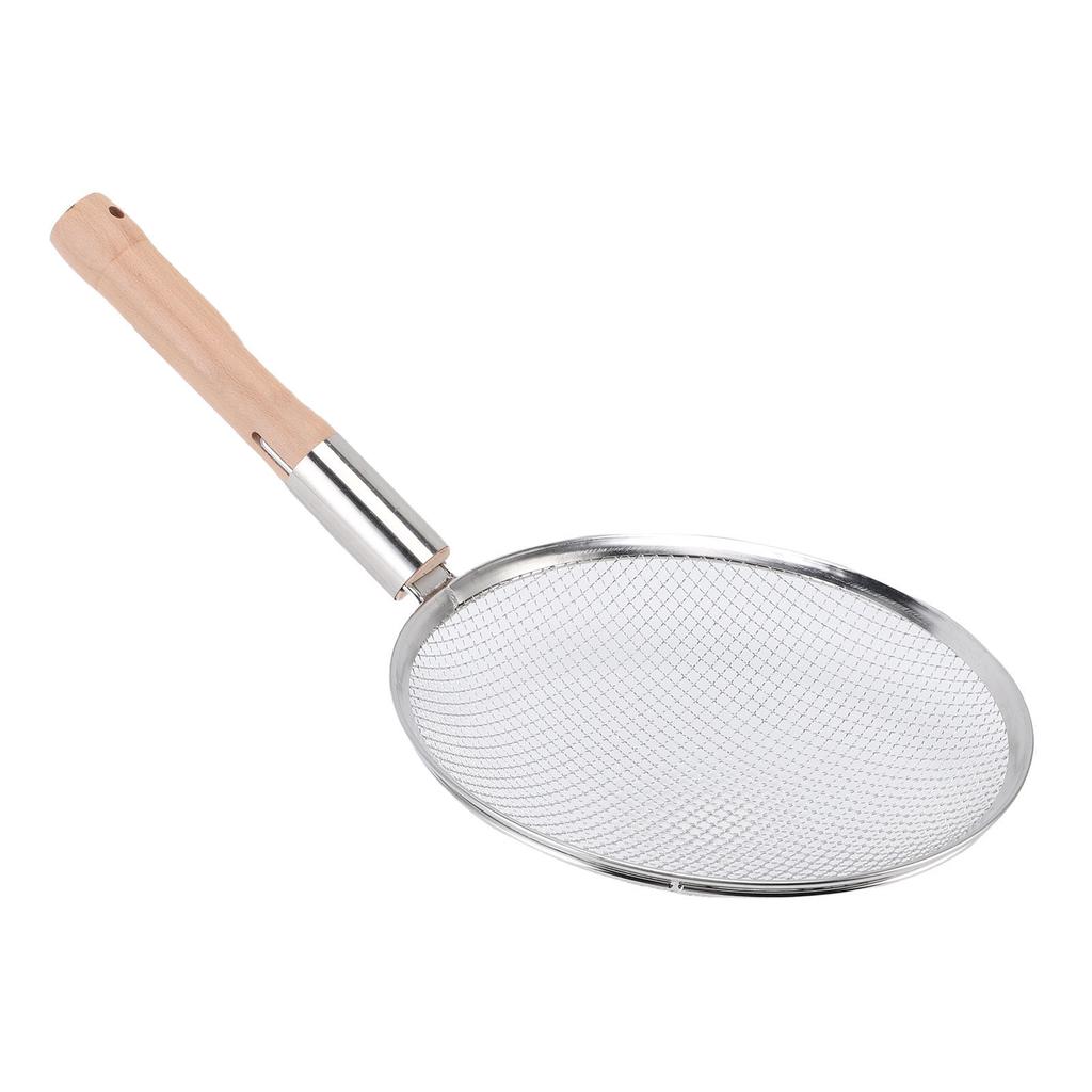 Skimmer Spoon Stainless Steel Fine Mesh Food Strainer Filter Spoon with Wooden Handle Multi Purpose for Home Kitchen