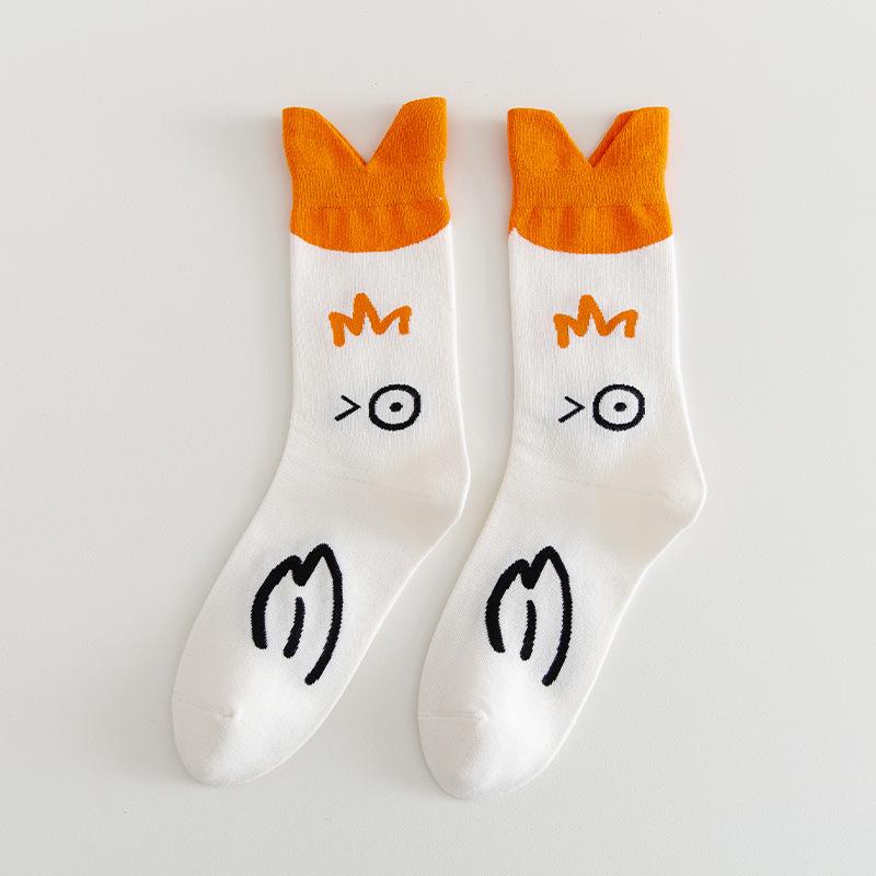 Women's Cartoon Cute Duck Cotton Mid-Calf Sweat-Absorbent Boneless Socks - Fashionable Over-the-Knee Trend.