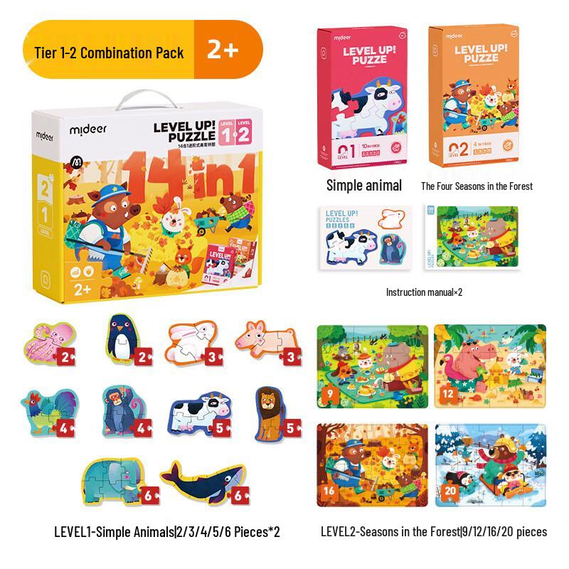 MEEKU Animal 2-in-1 Progressive Puzzle