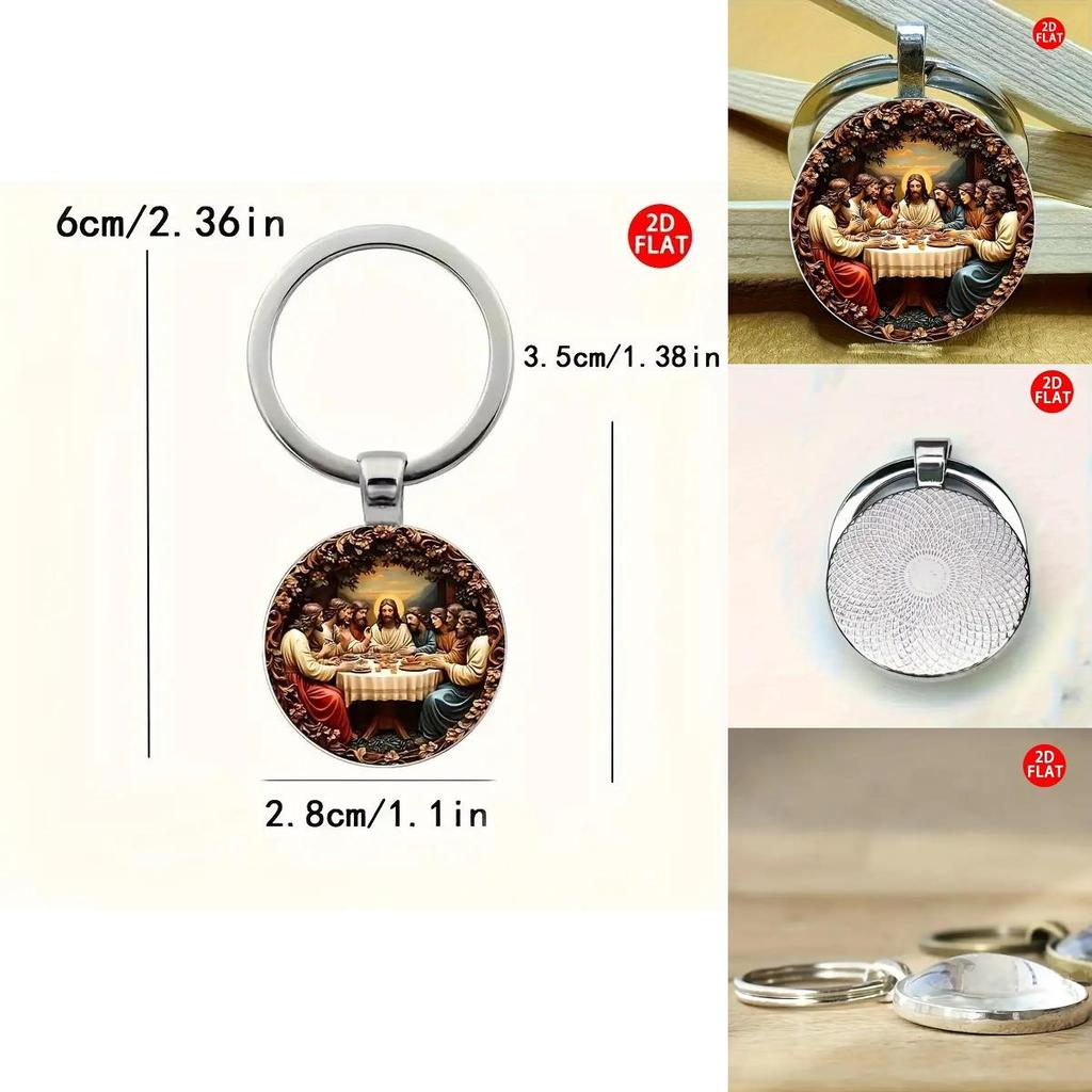 Jesus Letztes Abendmahl Glasanhänger Schlüsselanhänger Mit Modernem Minimalistischem Design Für Religiöses Geschenk