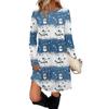 Women's Fashion Casual Dress With Pockets, Decorative Buttons, Christmas Prints, Round Neck And Long Sleeves