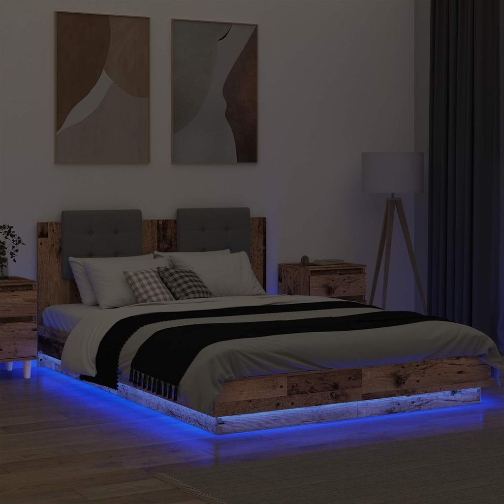 Bed Frame with Headboard Reclaimed Wood Look 120 x 200 cm Engineered Wood