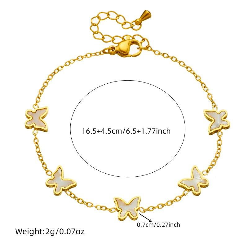 White Butterfly Jewelry Set Necklace Bracelet Earrings Set Gold Plated Shell Butterfly Jewelry for Women
