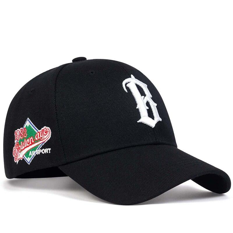 

Fashion B Letter Embroidery 1988 Hip Hop Hats Outdoor Adjustable Casual Baseball Caps Sunscreen Hat чорний