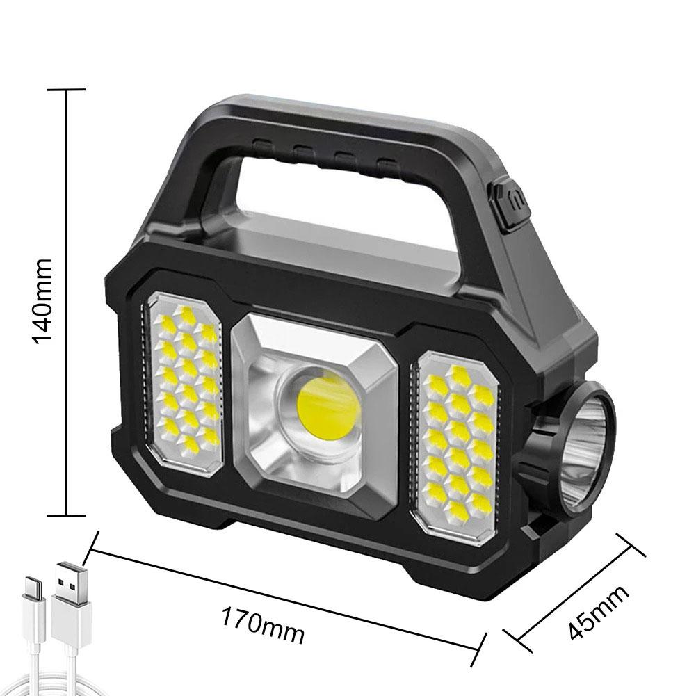 1-4Pack Powerful Led Flashlights Rechargeable Camping Work Light Multi Functional Portable Light Solar Charging 6 Lighting Modes