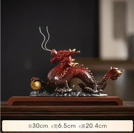 Traditional Chinese Porcelain Dragon Statue Handmade Ceramics Totem Animal Sculpture Ancient Legend Totem Ornament Craft Decor