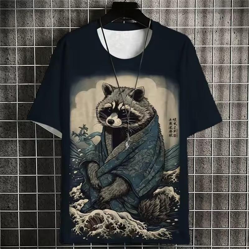 Summer Short Sleeve Harajuku Print Aniam T Shirt for Men O-Neck Top Oversized Pullover Fashion Streetwear Fashion Men‘s Clothing