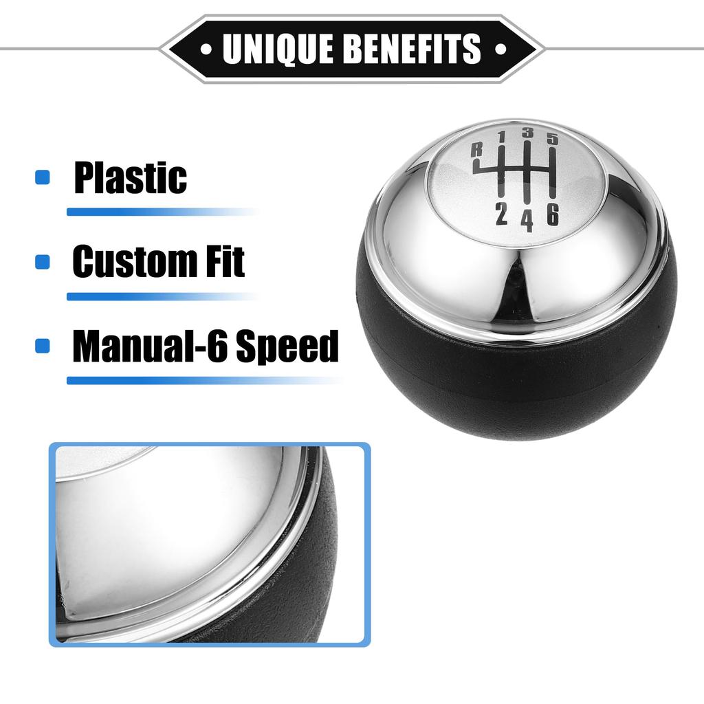 VekAuto Mini R50 R53 2000-2006 6-Speed Manual Gear Shift Knob for Mini Cabrio R52 2002-2008 Durable Plastic Black Silver Tone