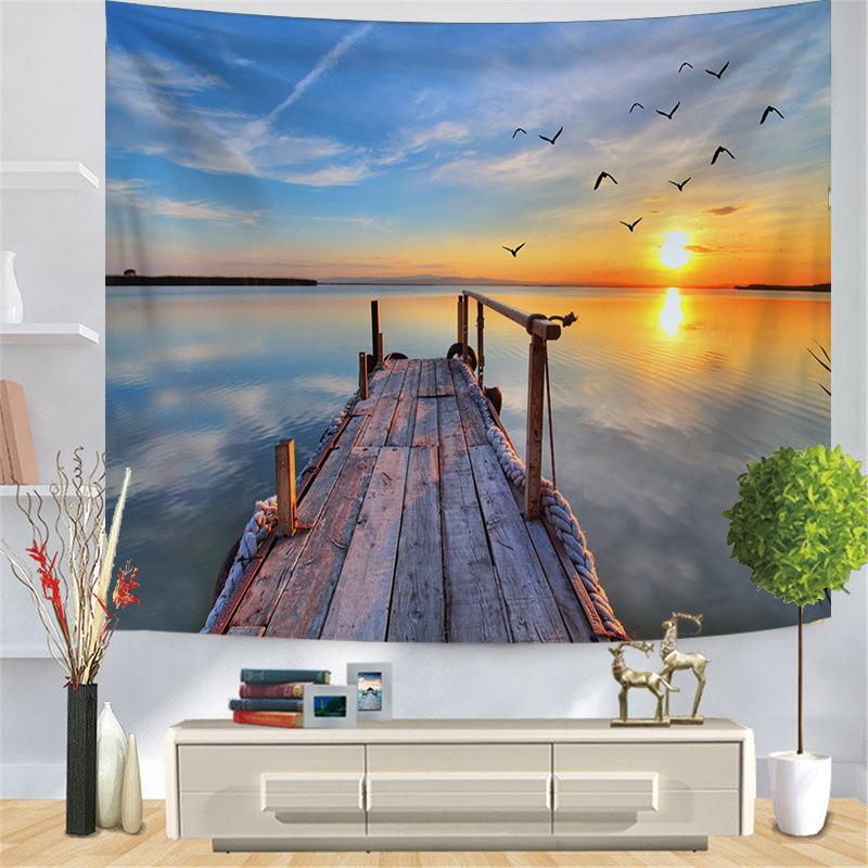 Scenic landscape background fabric digitalprinted polyester tapestries living rooms bedrooms macrame wall hanging room decor