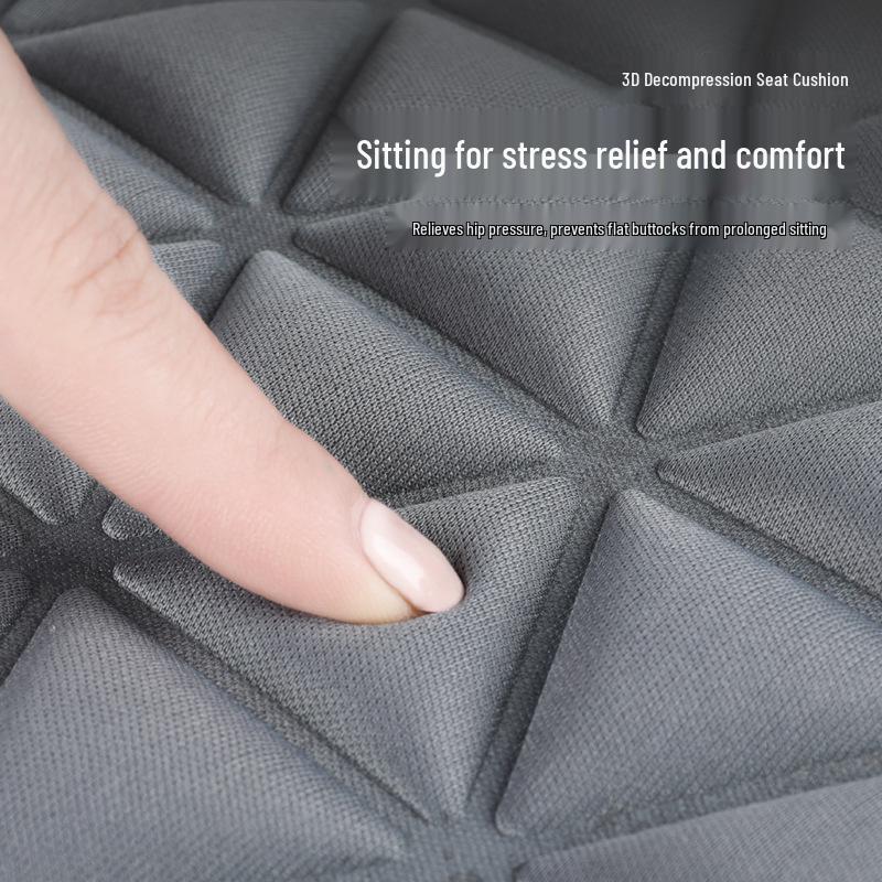 3D Fabric Car Seat Cushion Set - Breathable, Non-Slip, All Seasons, Suspended Style, Square Design.