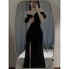 Bar Mitzvah Evening Dress Dress High-end Niche Temperament Celebrity Ruffle Leaf Edge Split Shoulder Dress