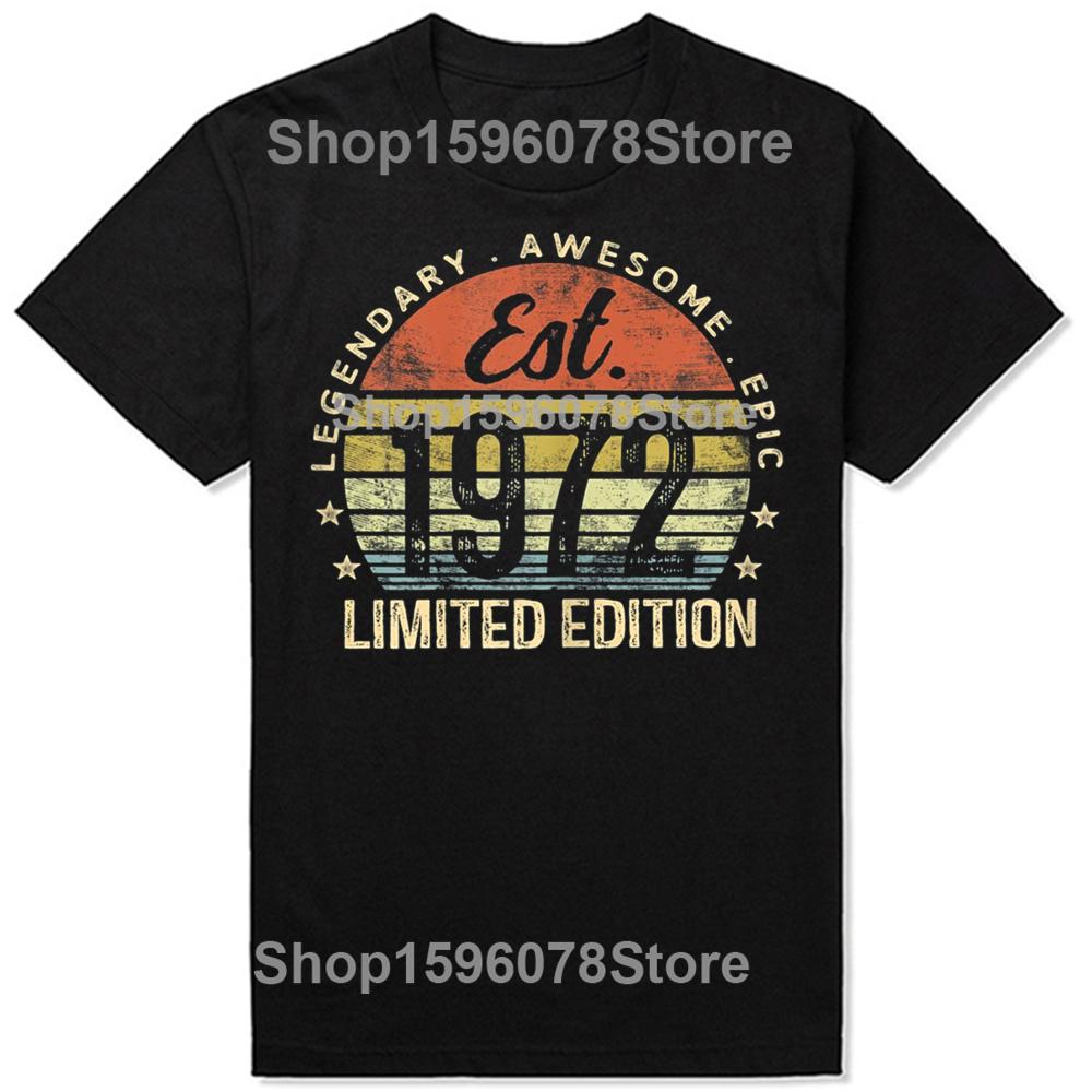 Gevestigd 1972 Limited Edition 54 Jaar Oud 54e Verjaardag T-shirt Katoen Unisex Topjes Mode Unisex Casual Mannen Vaderdagen T-shirt
