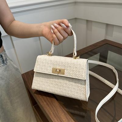 New Women's Solid Color Plaid Line PU Shoulder Bag, Fashionable and Popular, Suitable for All Kinds of Women