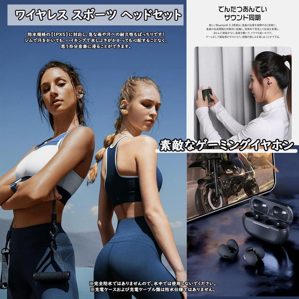 Air Conduction Bluetooth Wireless Ear Cuff Earbuds with Open LED No Ear Automatic Instant Single or Separate Left and ENC Noise PX7 Perfect Gift for