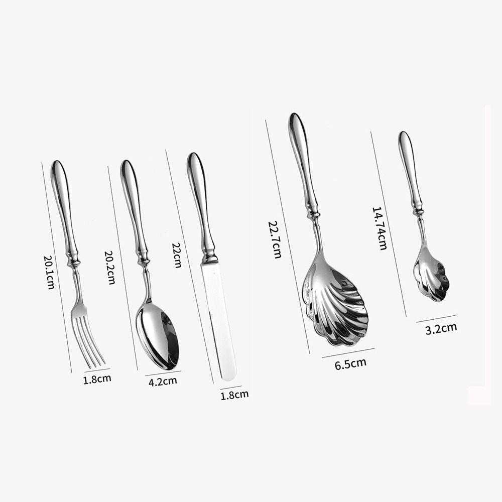 Mirror Polish Dessert Spoon Kits Shell Shape Dining Tableware Luxury Cutlery Set Home Kitchen