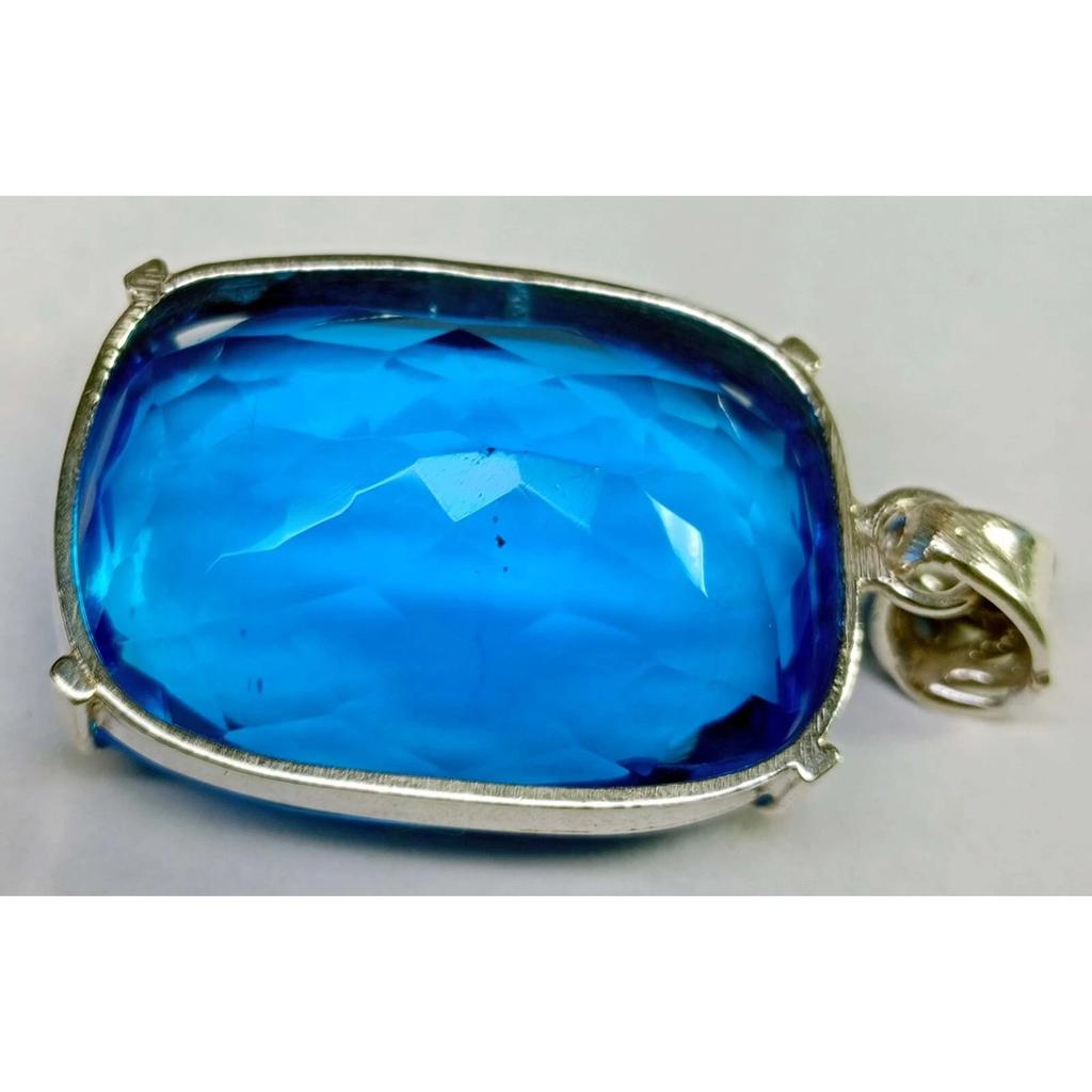 Natural Blue Topaz Pendant Cushion Cut 96.95 Ct Beautiful Certified