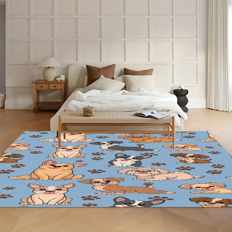 Light Blue Carpet Cartoon Dog Breed Entry Door Mat Non-Slip Area Rug Carpets for Living Room Decor Soft Rugs for Bedroom Gift