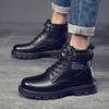 Fashion Designer Velvet Warm Platform Boots for Men Autumn Winter Cow Leather Soft-soled Men's Shoes Fashion Increase Ankle Boots Male