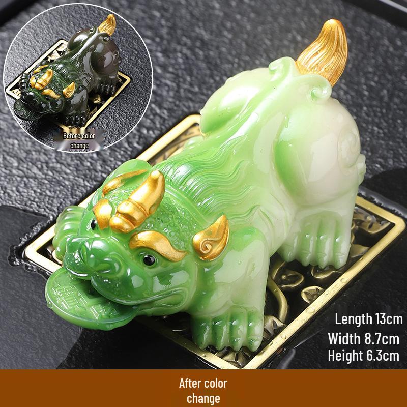 Color-Changing Pixiu Tea Pet Ornament for Gongfu Tea Sets - Golden Toad Model