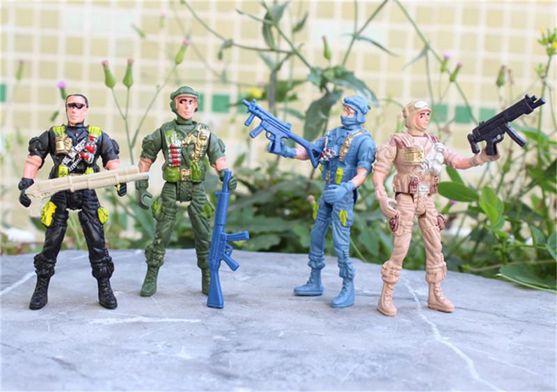 Military Playset Special Force Action Figures Kids Toys Plastic 9Cm Soldier Men
