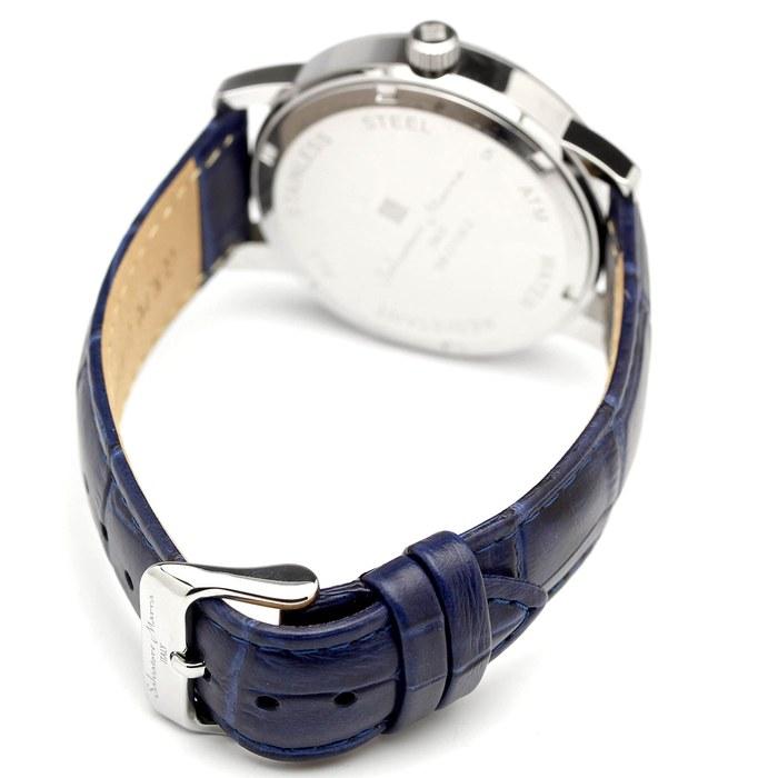 [Salvatore Marra] Watch Moon Phase Multi-Calendar 50m Waterproof Business Formal Men's Leather Strap Limited Edition Silver Blue