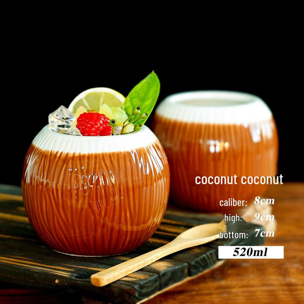 Hawaiian Tiki Zombie Skull Ceramic Cocktail Glass