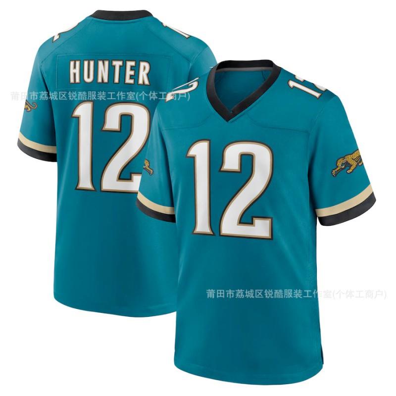 Jacksonville Jaguars NFL Maglia Travis Hunter 12 Rete Traspirante Ricamata Uniforme da Football Americano Uomo