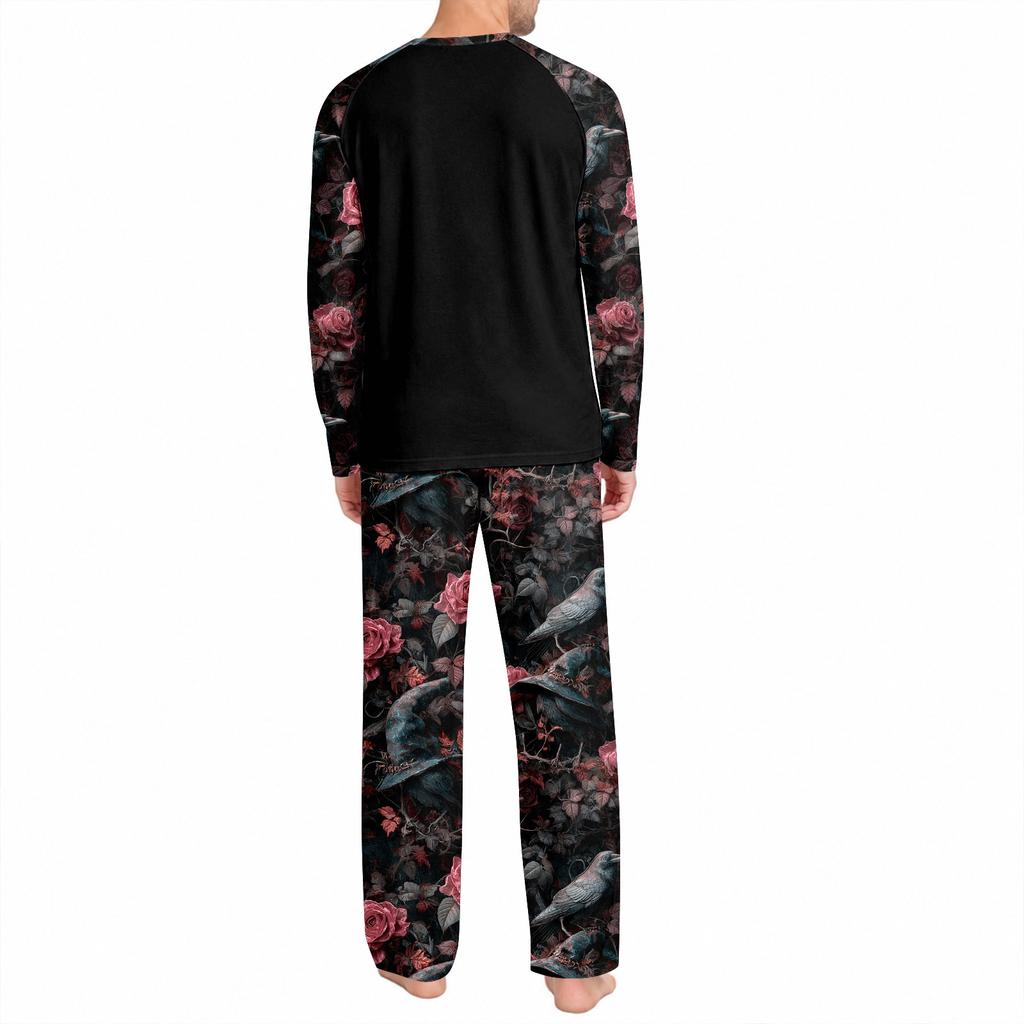 Herr Halloween Pyjamas Set Långärmad Rund Hals Casual Bekväma Sovkläder