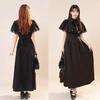 AOTYP Lolita Gothic Cute Princess Mori Girl Dress with Perfect for and Size M Dress, 2-Piece Dress, Bow, Parties, Cosplay, Halloween, Black,