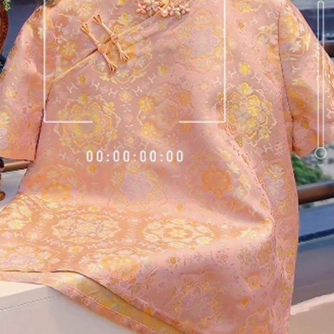 

Женская рубашка с коротким рукавом 2025 лето воротник-стойка с принтом рубашка, розовая майка с открытыми плечами M [Recommended below 50kg]