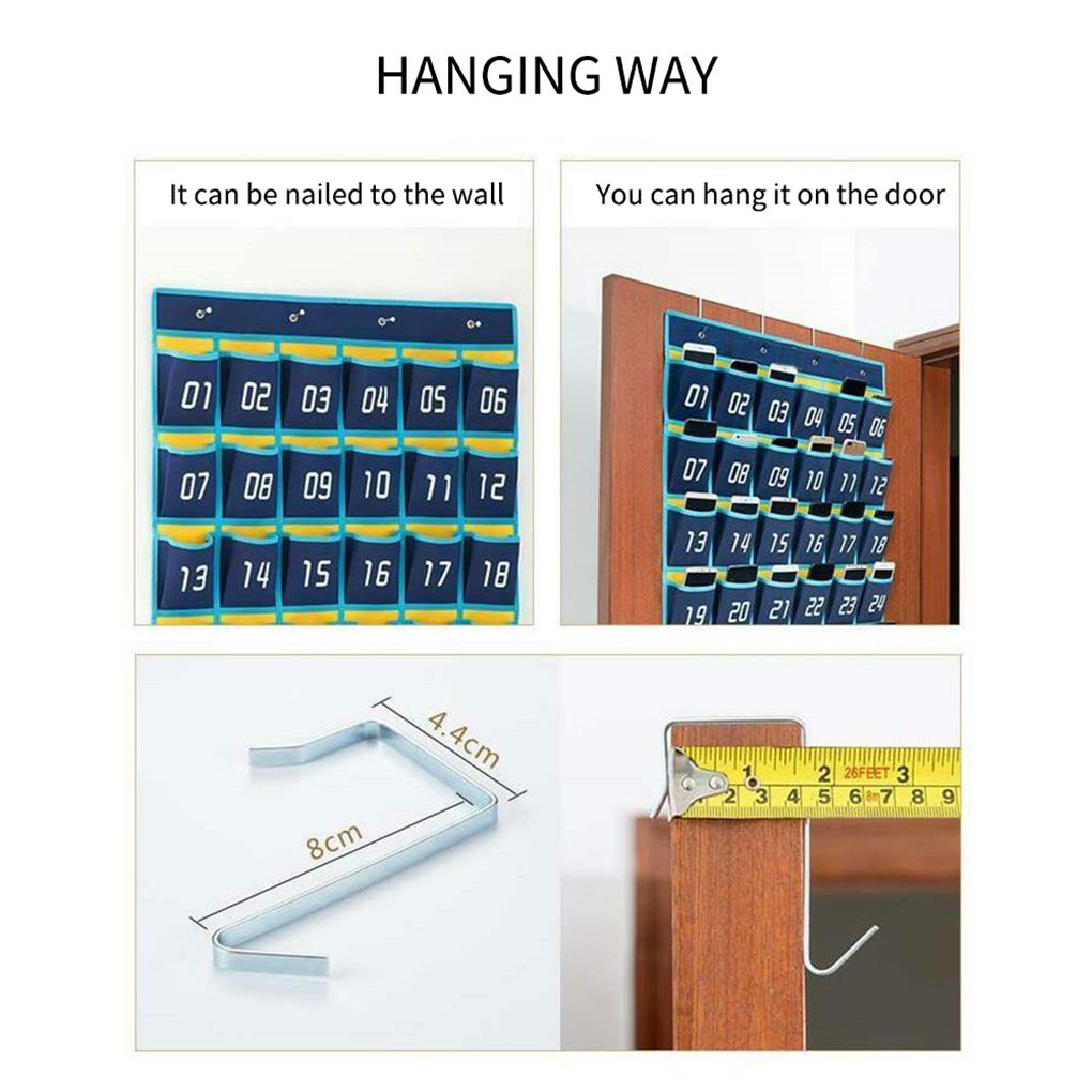 Numbered Pocket Chart Over the Door Organizer Homeschool Supplies Classroom Decor Storage Bags for Cell Phones Calculator Holder