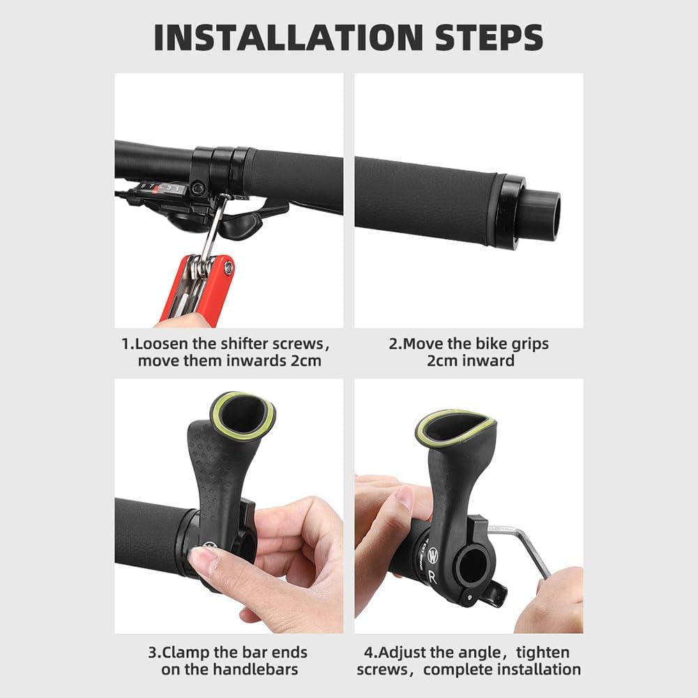 Bike Handlebar Ends Ergonomic No-Slip MTB Mountain Bike Road Cross-Country Bicycle Handlebar Extender Bar Ends Suitable For 21.8-22.8Mm Handlebar