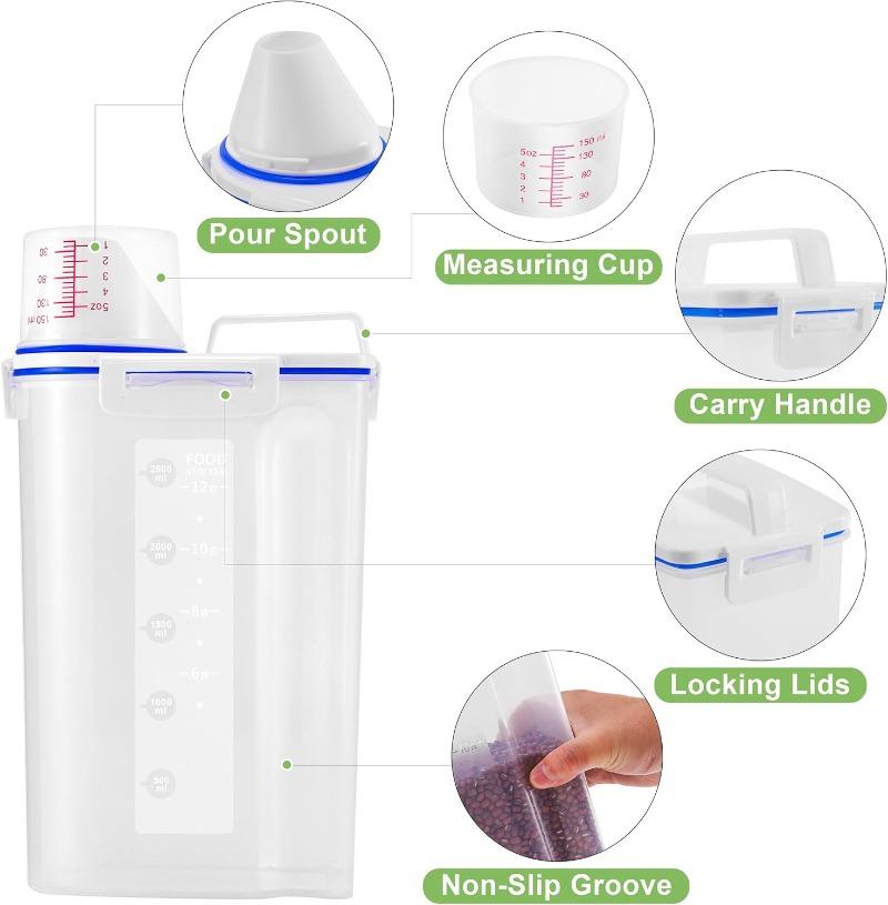 Cat Dog Food Storage Container Sealed Moisture-proof Plastic Tank Pet Food Container with Lids Sealing Box Kitchen Grain Boxes