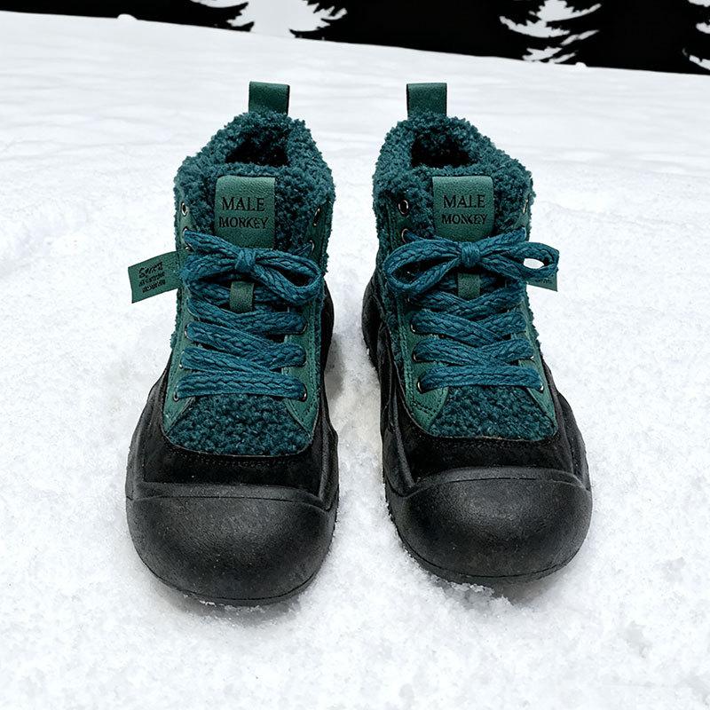 Autumn and winter snow boots women's new velvet short boots high-top casual sports shoes non-slip thickened cotton shoes