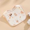 Waterproof U-Shaped Cartoon Baby Drool Bib - Pure Cotton Feeding Bib for Newborns